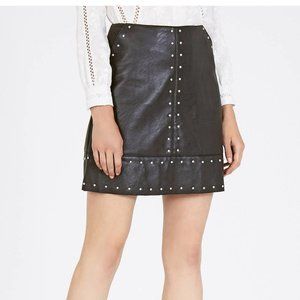 Warehouse Faux Leather Black Studded Mini Skirt